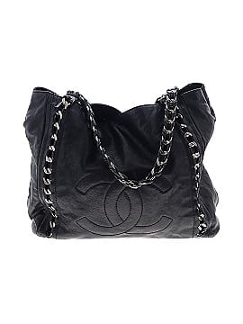 CHANEL Black Lambskin Leather Resin Modern Chain Medium Flap Bag