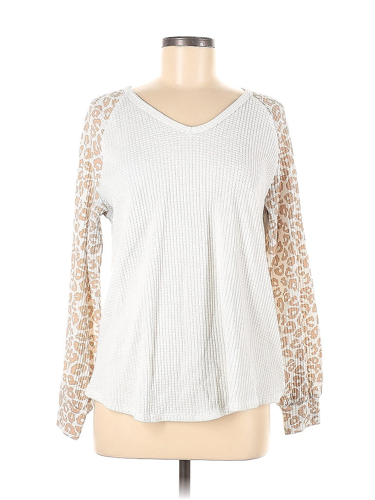 Belle By Kim Gravel White Ivory Long Sleeve Top Size L - photo 1