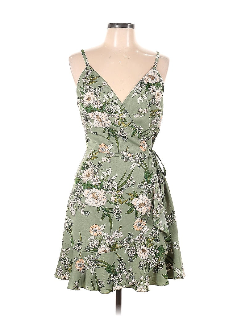 Speechless Floral Green Casual Dress Size L - photo 1