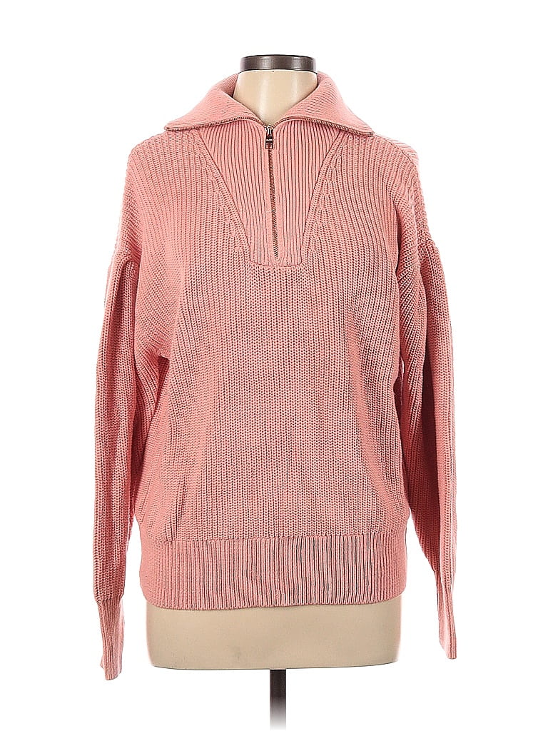 525 America 100% Cotton Color Block Solid Pink Pullover Sweater Size S - photo 1