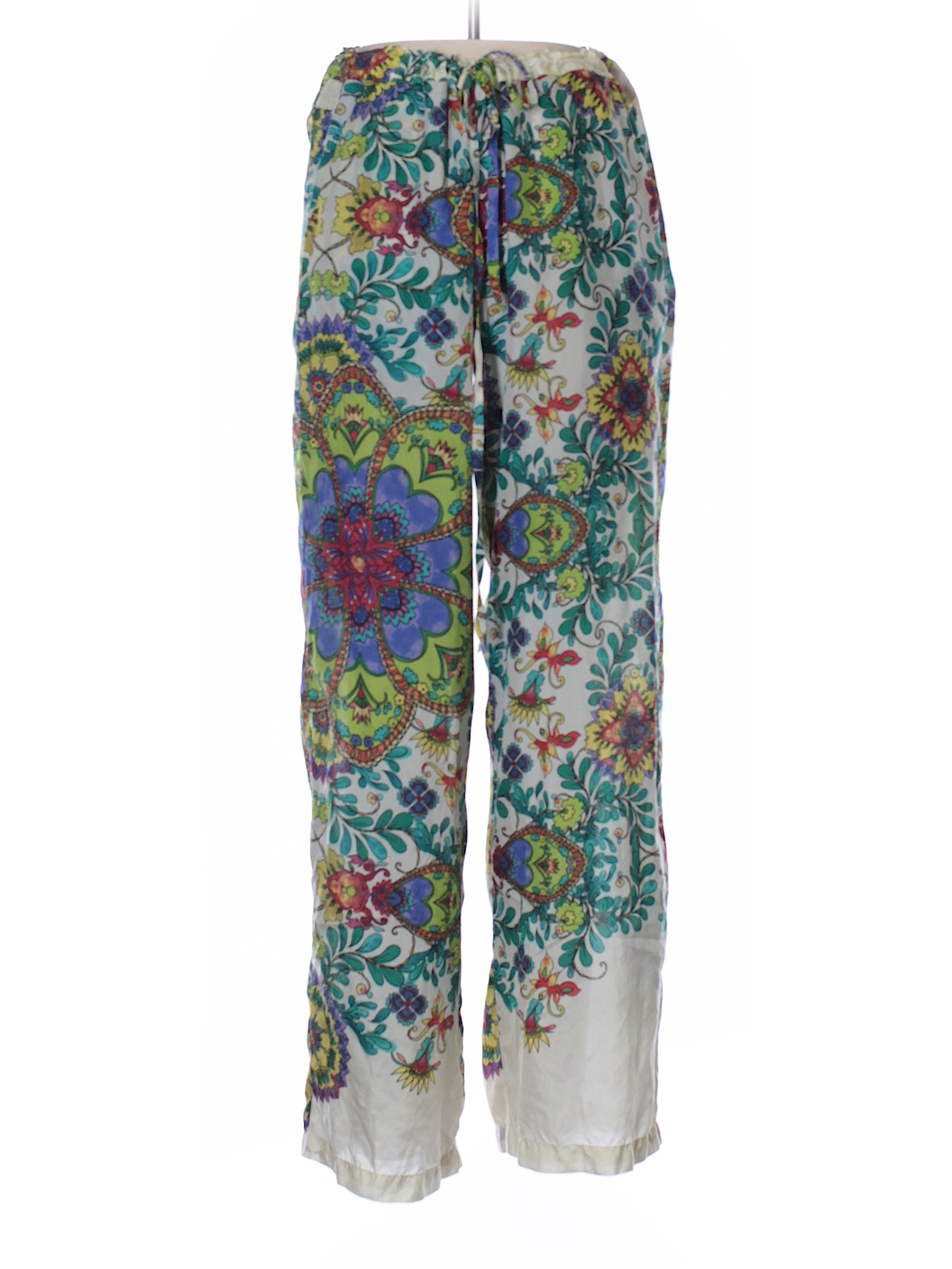 Johnny Was 100% Silk Print Ivory Silk Pants Size L - 79% off | ThredUp