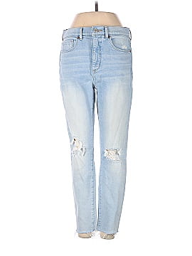 Ann Taylor LOFT Petite Destructed High Rise Skinny Ankle Jeans in Bleach Out Wash (view 1)