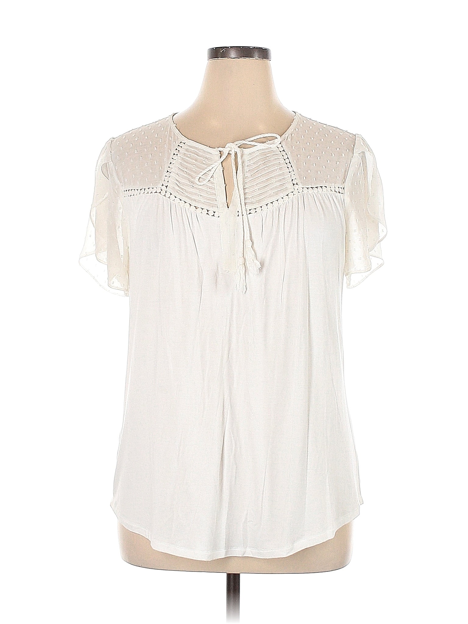 Daniel Rainn Ivory Short Sleeve Blouse Size XL - 67% off | thredUP