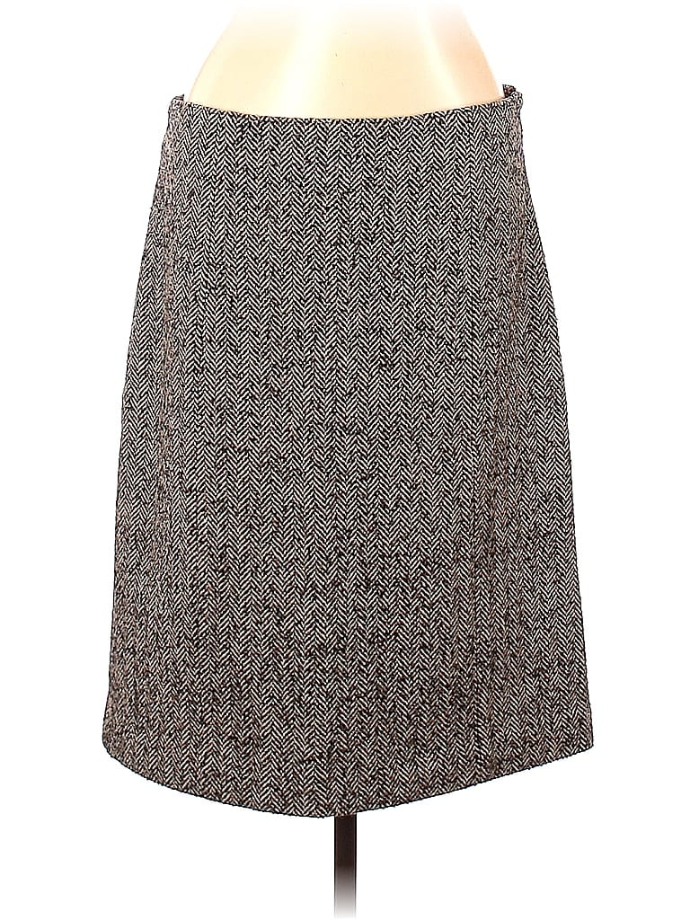 DKNY Tweed Jacquard Marled Chevron-herringbone Brocade Gray Casual Skirt Size 12 (Petite) - photo 1
