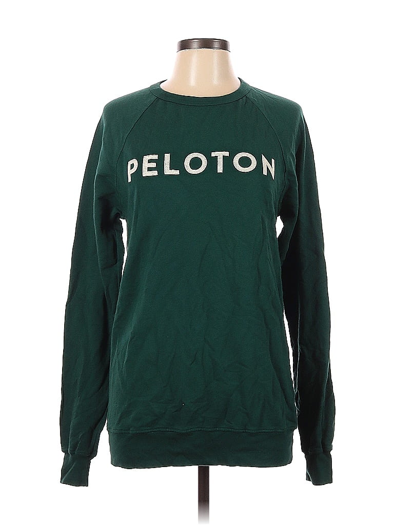 Peloton 100% Cotton Graphic Solid Green Sweatshirt Size S - photo 1