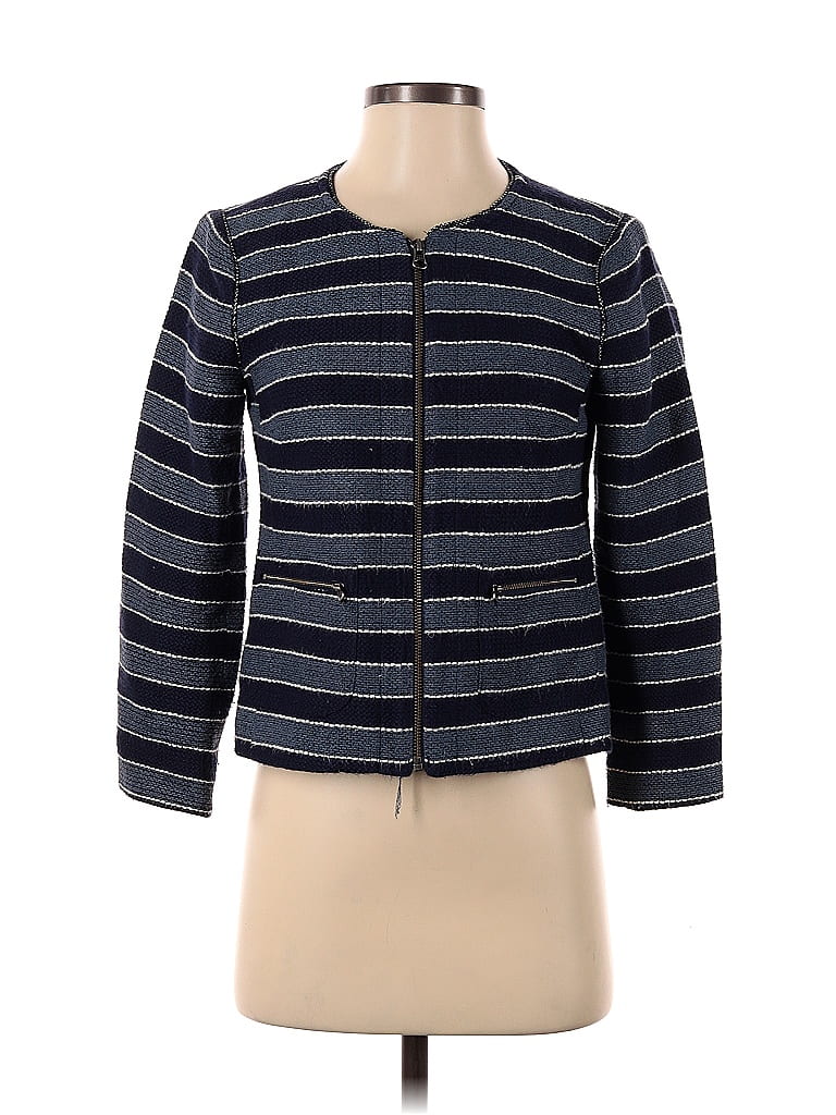 Ann Taylor LOFT Stripes Marled Blue Jacket Size 2 (Petite) - photo 1