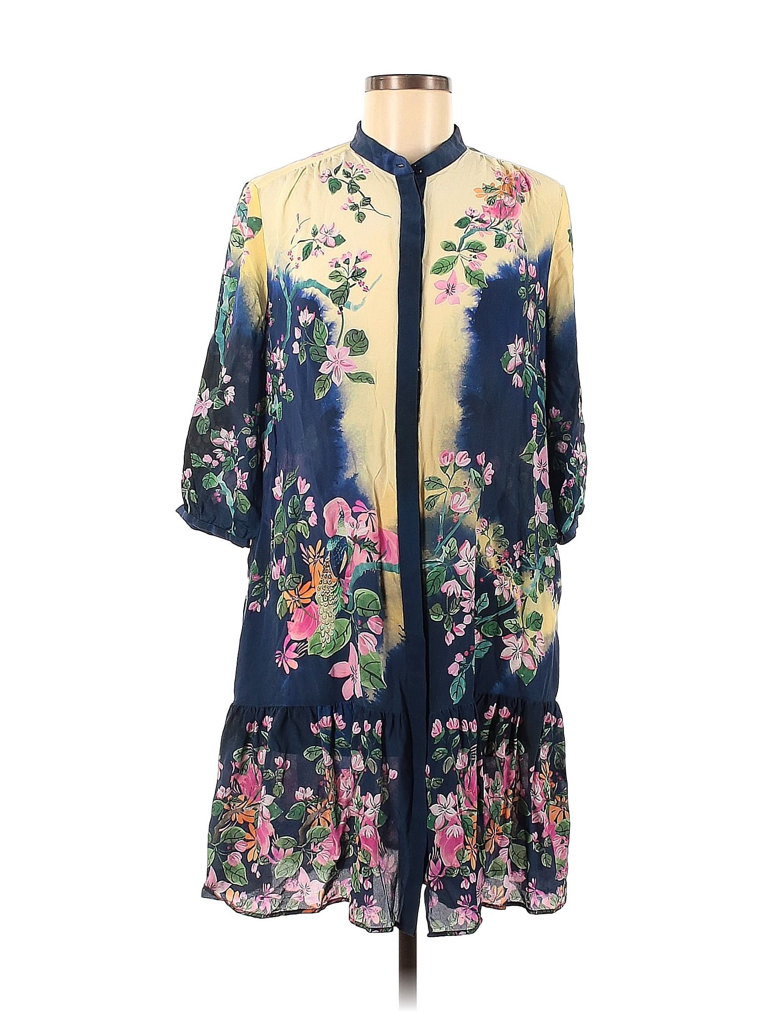 Saloni 100% Silk Blue Casual Dress Size 6 - 78% off | thredUP