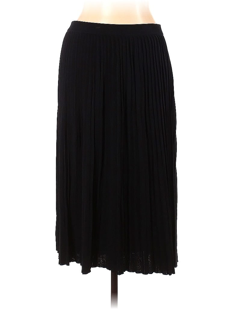 T Tahari Solid Black Casual Skirt Size L - photo 1