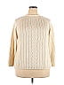 Karen Scott 100% Acrylic Color Block Solid Ivory Pullover Sweater Size 2X (Plus) - photo 1