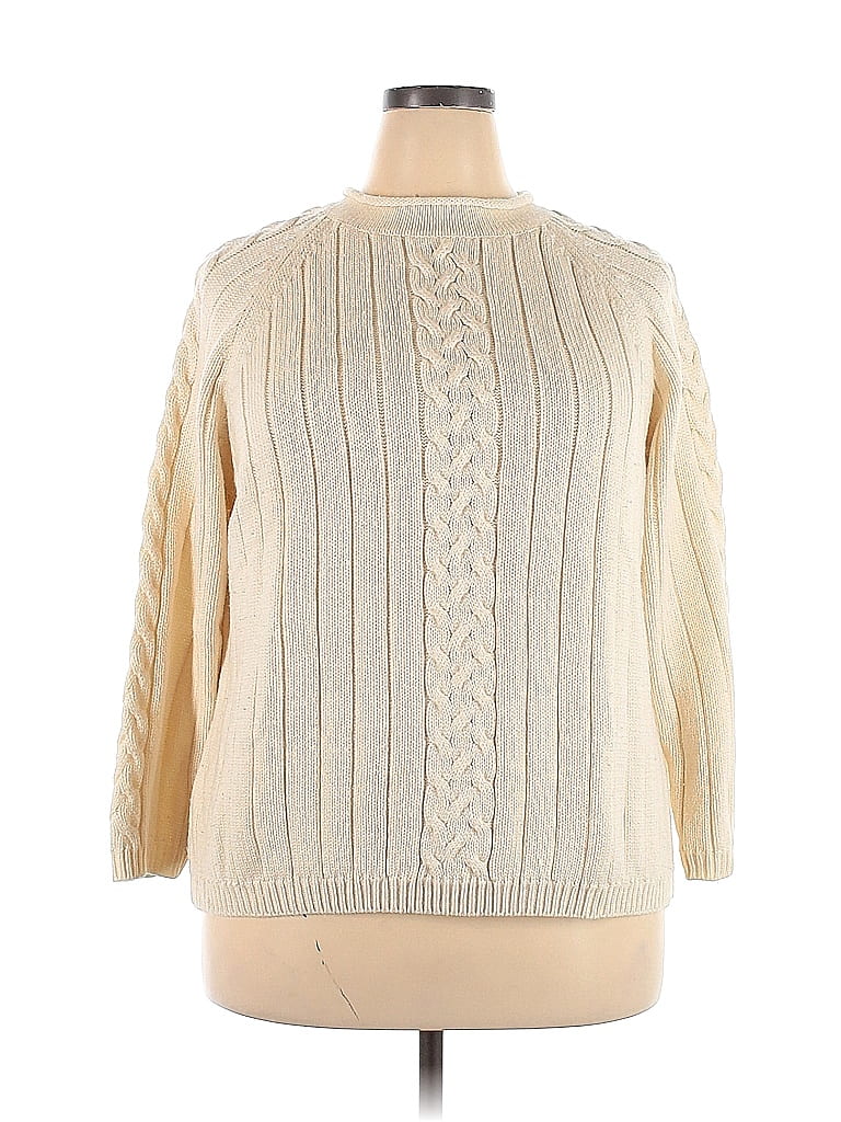Karen Scott 100% Acrylic Color Block Solid Ivory Pullover Sweater Size 2X (Plus) - photo 1