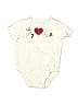 First Impressions 100% Cotton Solid Ivory Short Sleeve Onesie Size 3-6 mo - photo 1