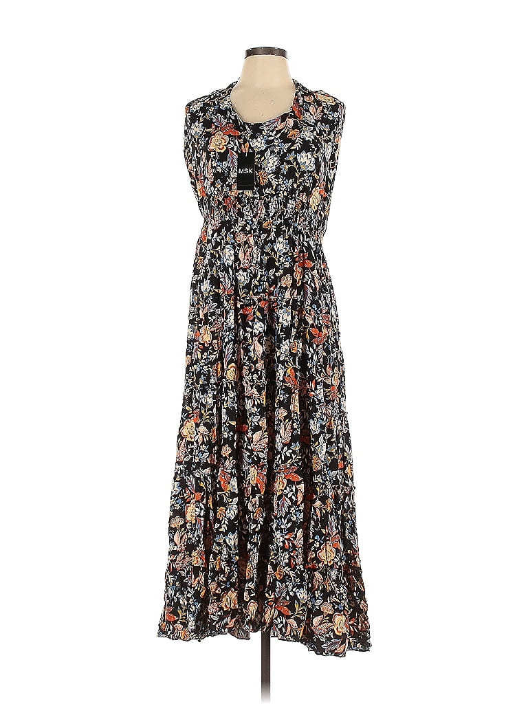 MSK 100% Viscose Floral Multi Color Black Casual Dress Size XL - photo 1