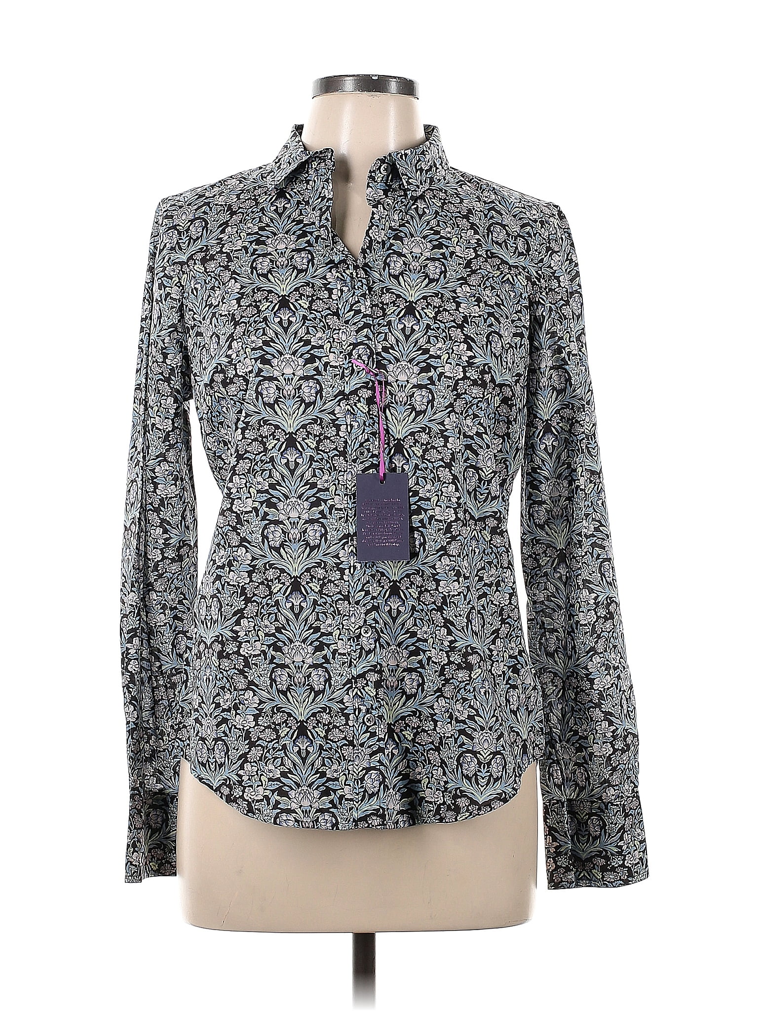 J.Crew 100% Cotton Floral Multi Color Gray Long Sleeve Button-Down ...