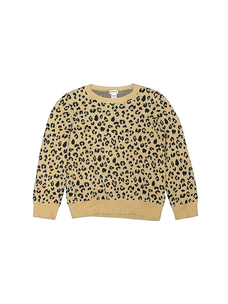 Crewcuts Outlet 100% Cotton Leopard Print Gold Pullover Sweater Size L (Kids) - photo 1