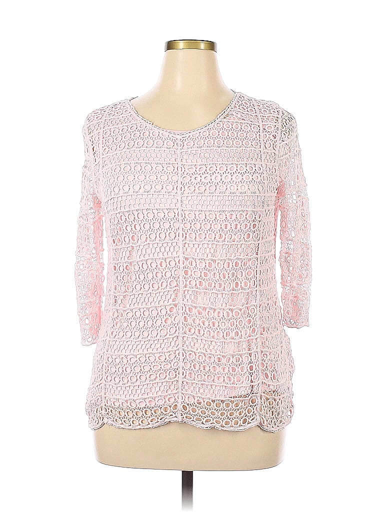 Christopher & Banks 100% Cotton Polka Dots Pink Long Sleeve Blouse Size XL - photo 1