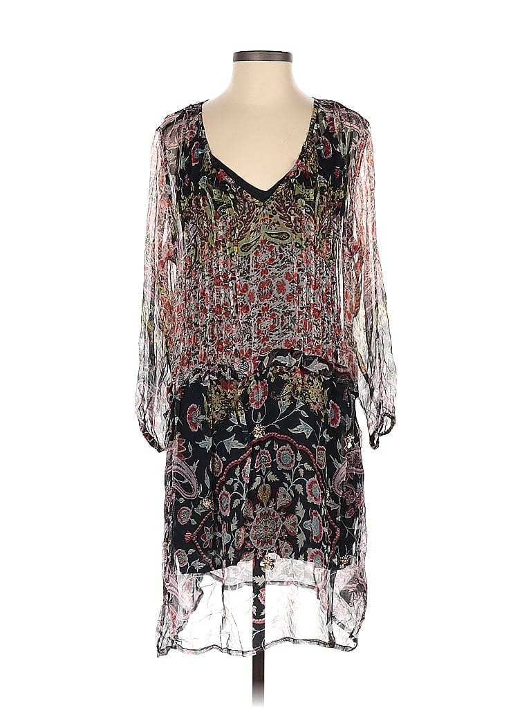 HD in Paris 100% Rayon Paisley Baroque Print Burgundy Casual Dress Size S - photo 1