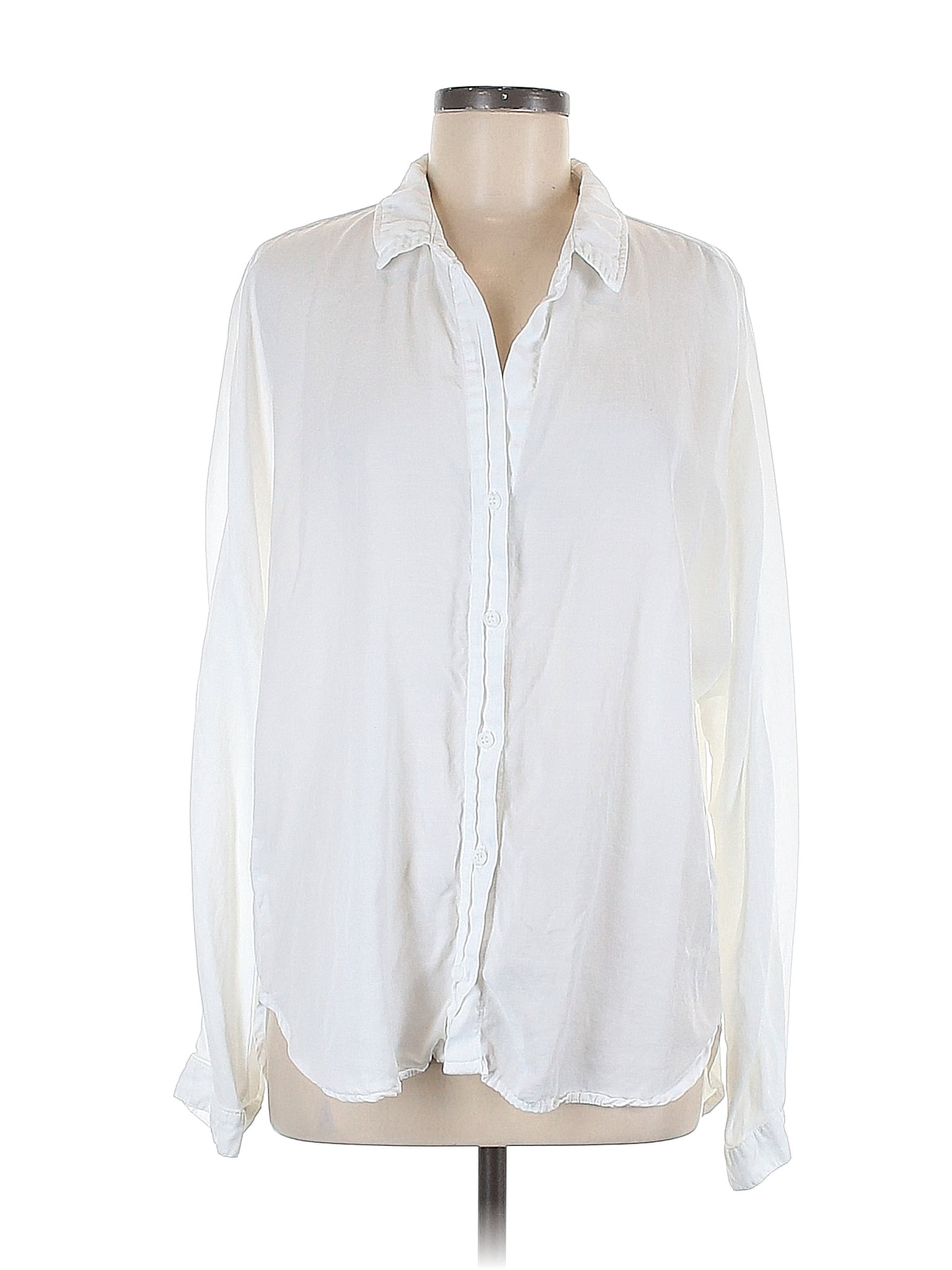 Cloth & Stone 100% Tencel White Long Sleeve Button-Down Shirt Size L ...