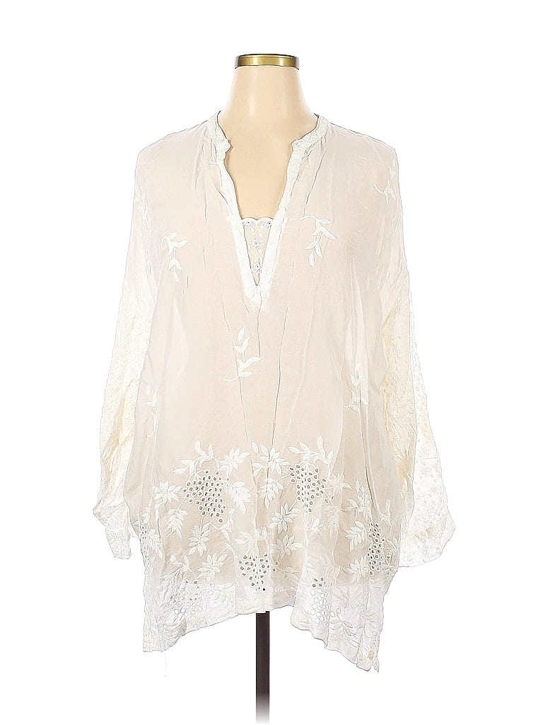 Johnny Was 100% Rayon Ivory Long Sleeve Blouse Size 1X (Plus) - 79% off ...