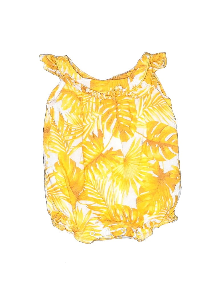 Janie and Jack 100% Cotton Tropical Yellow Short Sleeve Onesie Size 0-3 mo - photo 1