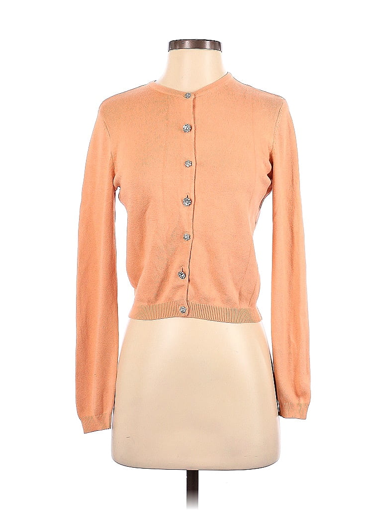 Moda International Color Block Solid Orange Silk Cardigan Size S - photo 1