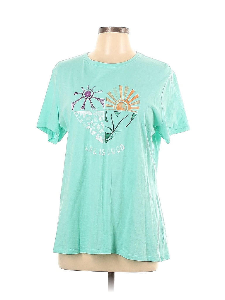 Life Is Good 100% Cotton Graphic Blue Teal Short Sleeve T-Shirt Size L - photo 1