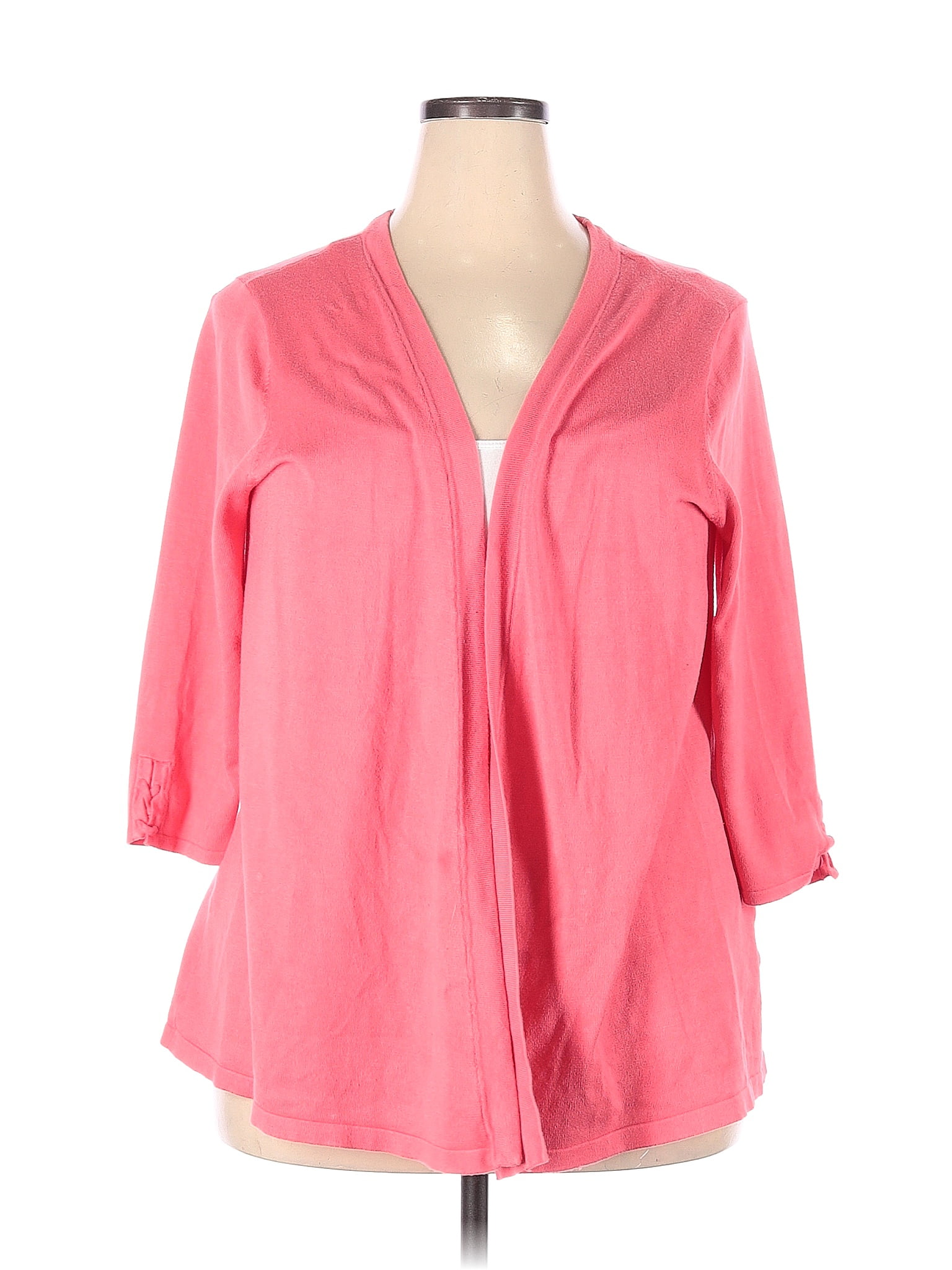 Lety & Me Color Block Solid Pink Cardigan Size 2X (Plus) - 62% off ...