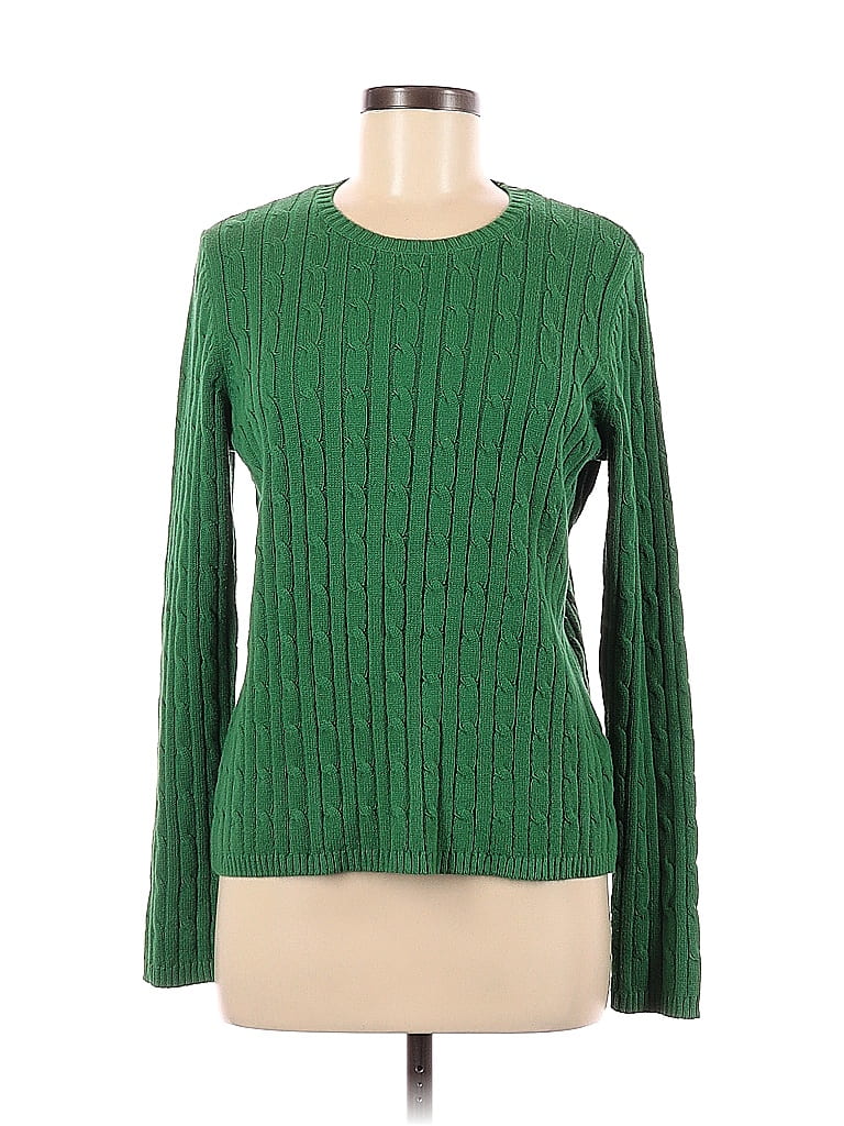 St. John's Bay Color Block Solid Green Pullover Sweater Size M - 68% ...