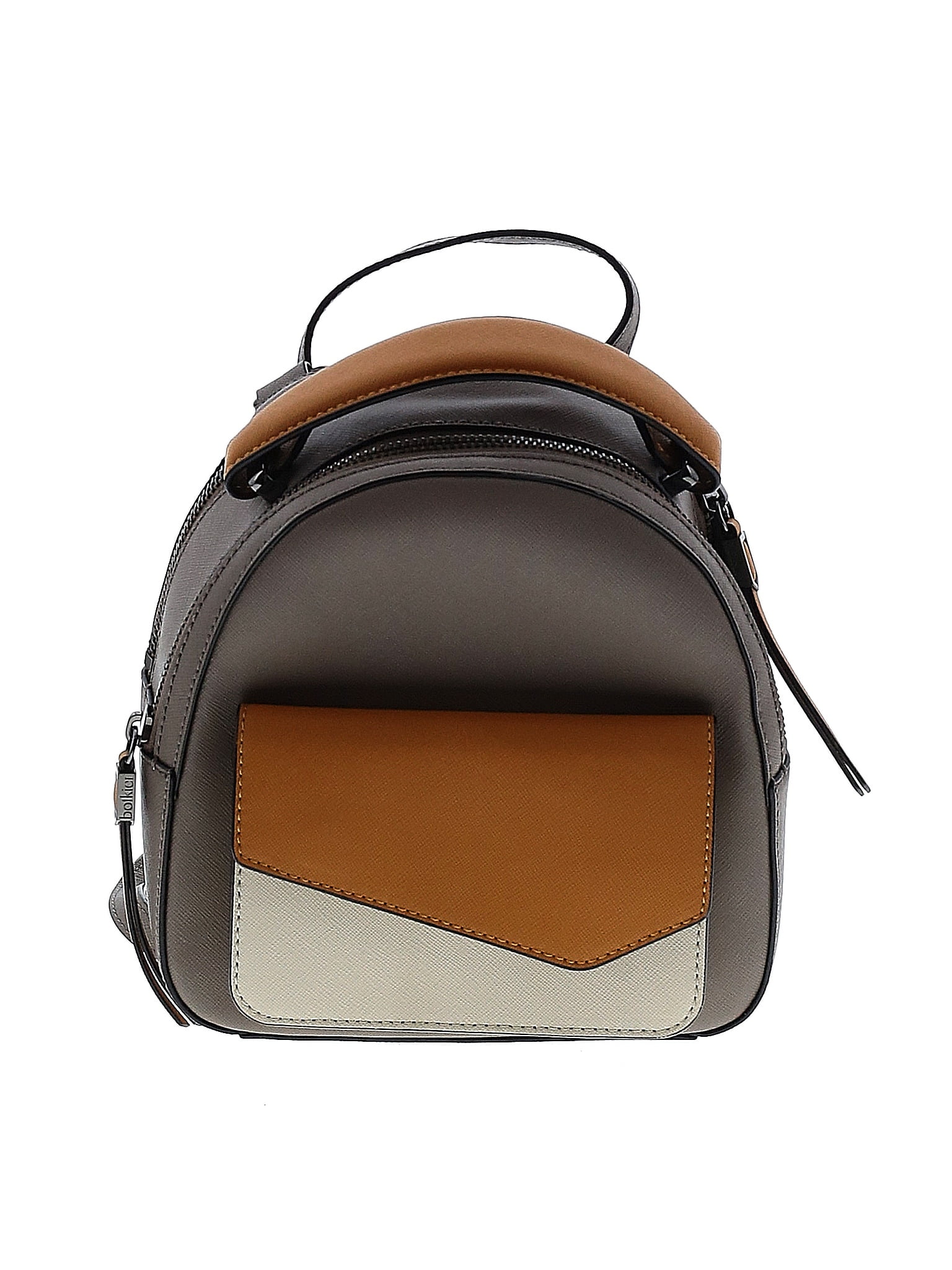 Botkier 100 Leather Color Block Solid Brown Leather Backpack One