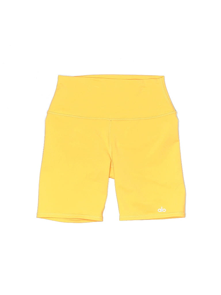 Alo Solid Yellow Athletic Shorts Size S - photo 1