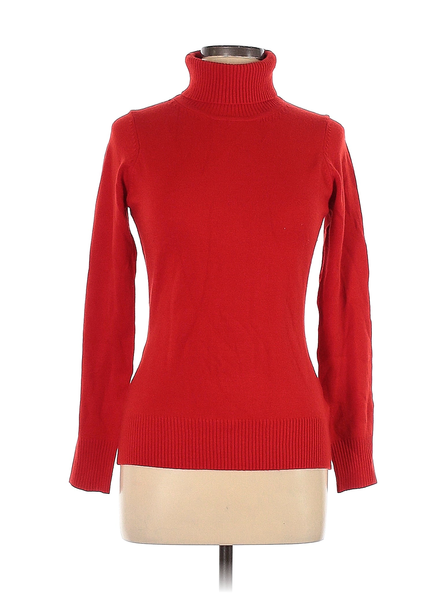 French Connection Color Block Solid Red Turtleneck Sweater Size L 76