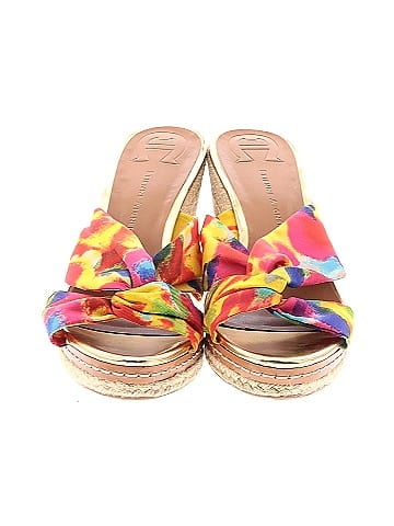 Etienne Aigner Floral Tropical Tie dye Yellow Wedges Size 10 86 off ThredUp