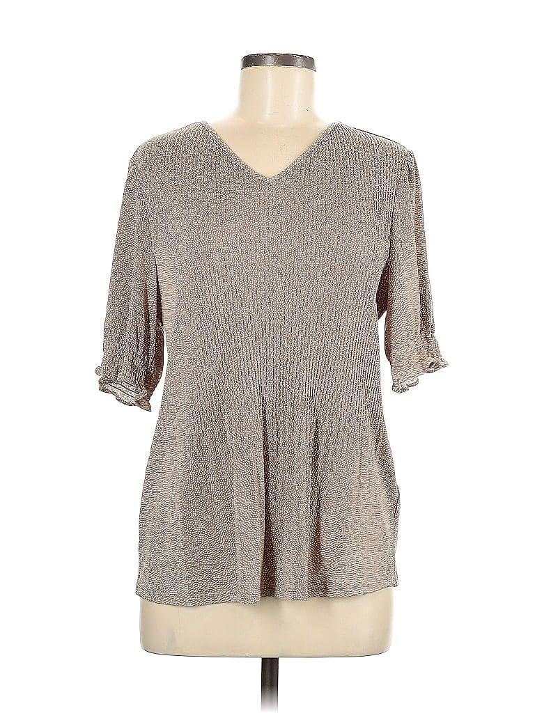 Adrianna Papell Tan Gray Short Sleeve Top Size M - 72% off | thredUP