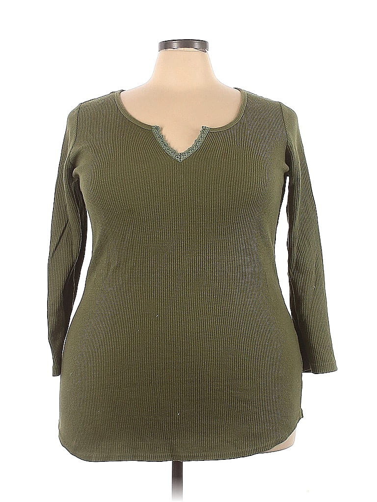 Roaman's Solid Green Thermal Top Size 22 (1X) (Plus) - photo 1