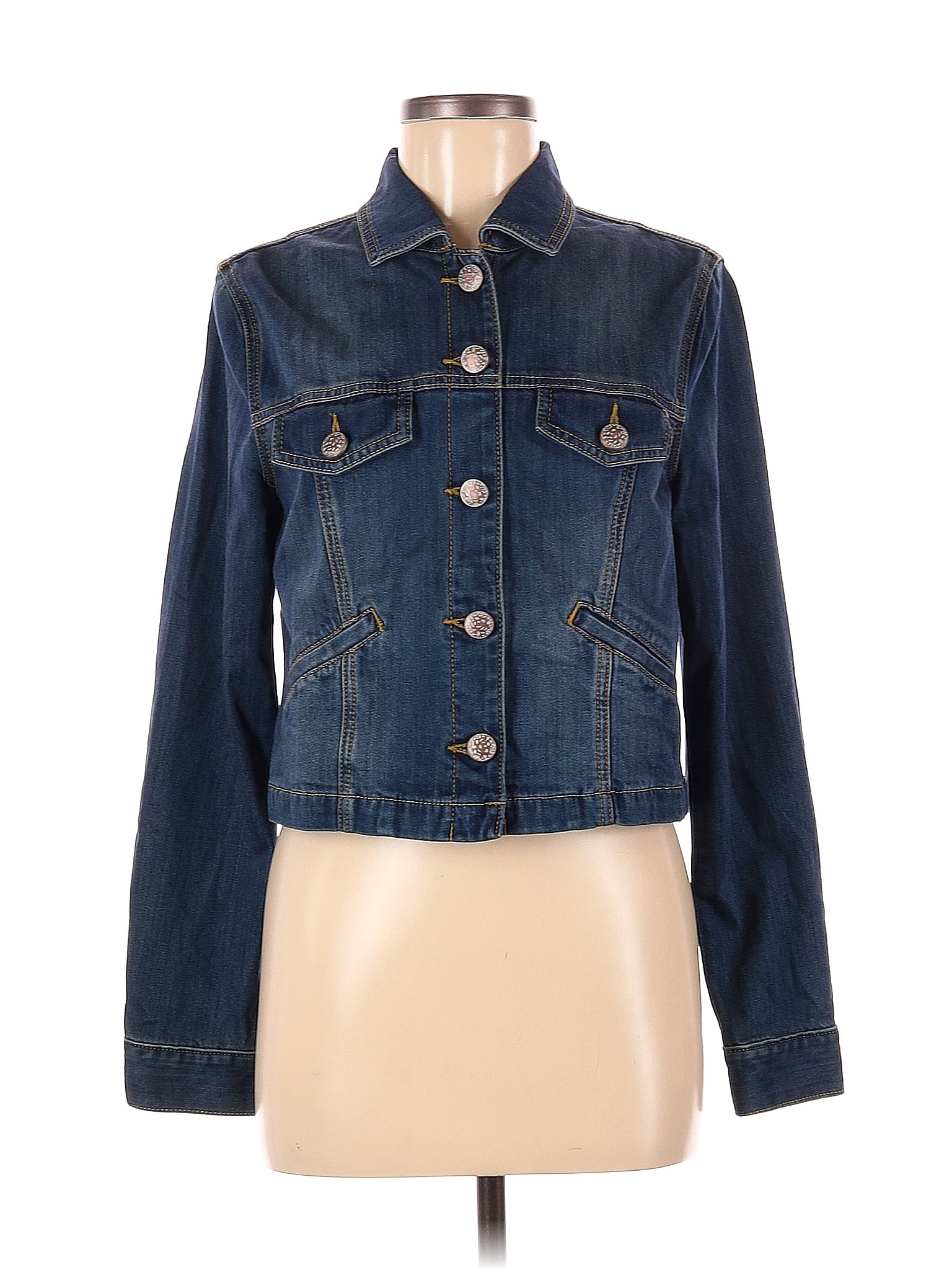 CAbi Solid Blue Denim Jacket Size M - 67% off | thredUP