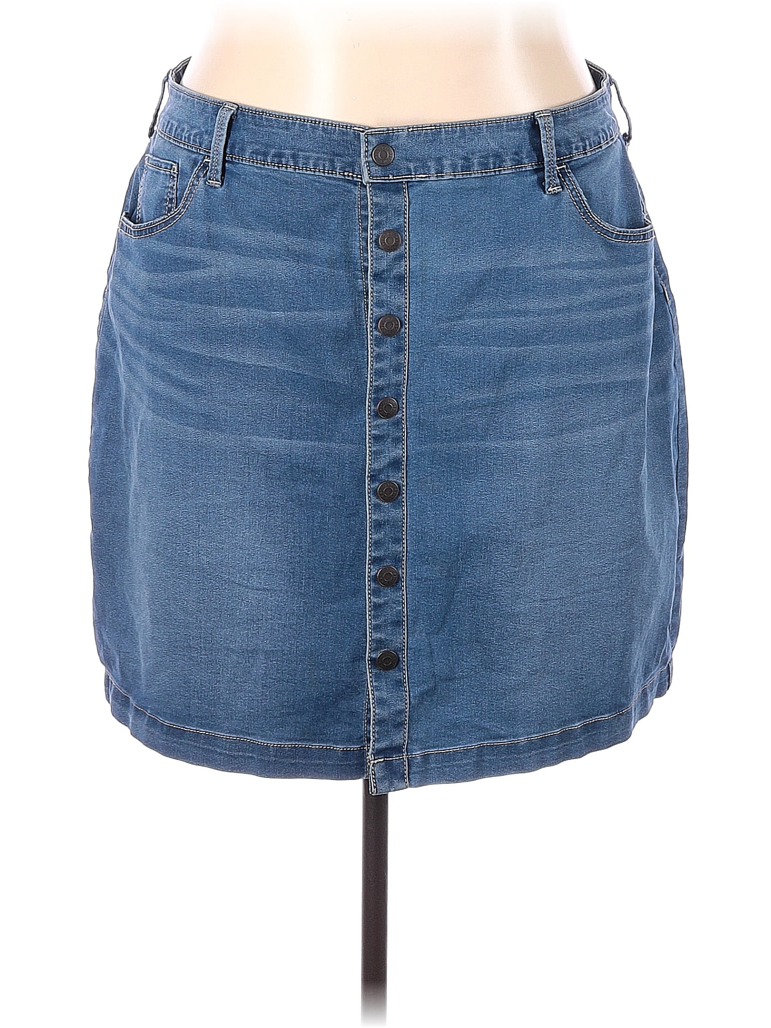 Boutique + Solid Blue Denim Skirt Size 20 (Plus) 66 off thredUP