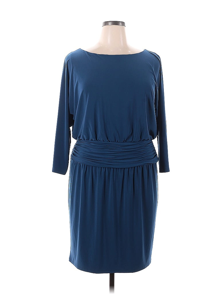 Evan Picone Solid Blue Casual Dress Size 16 - photo 1