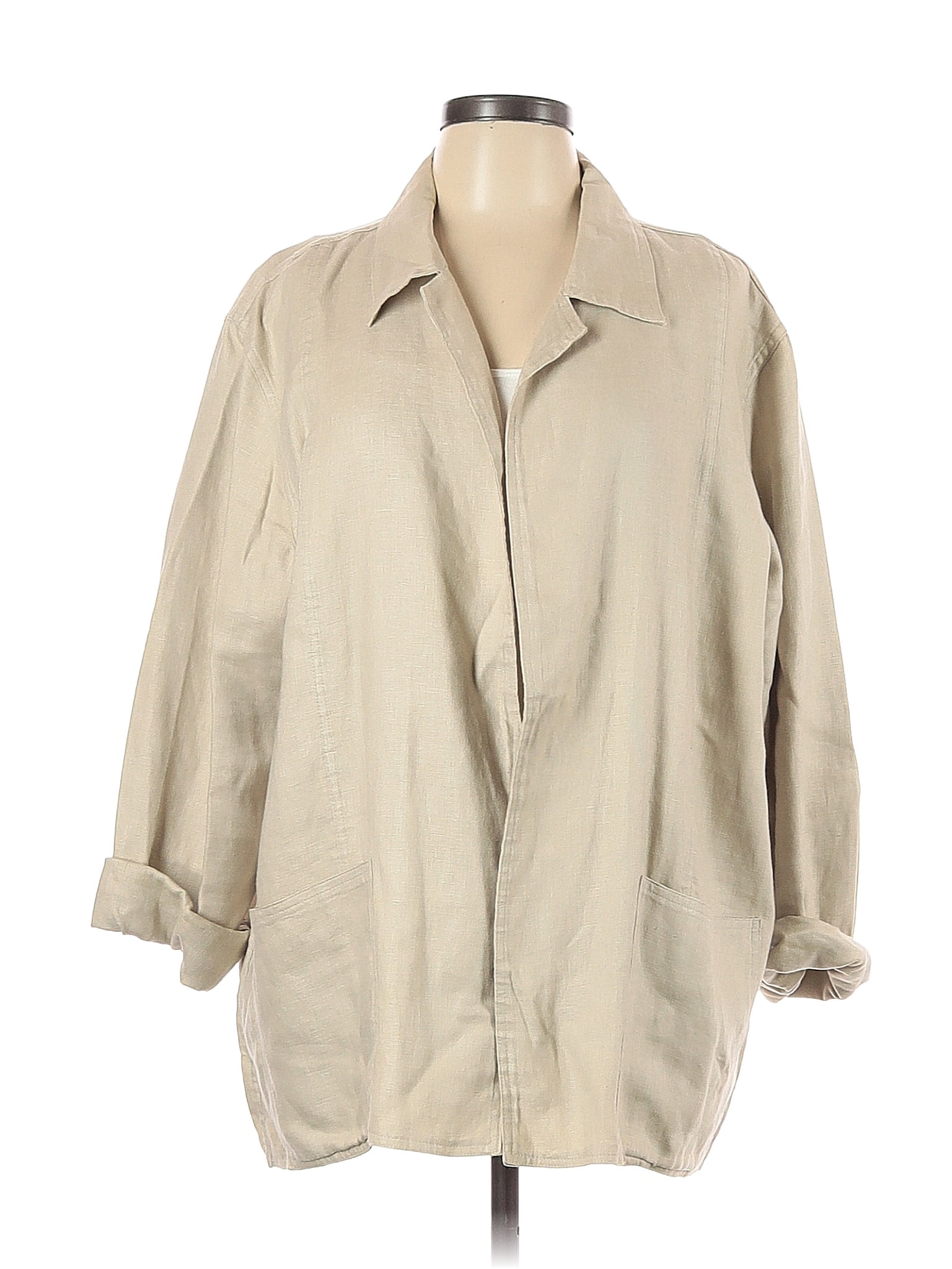 Veste En Lin Coldwater Creek, Style Châle, Gris, Taille XL - État Impeccable