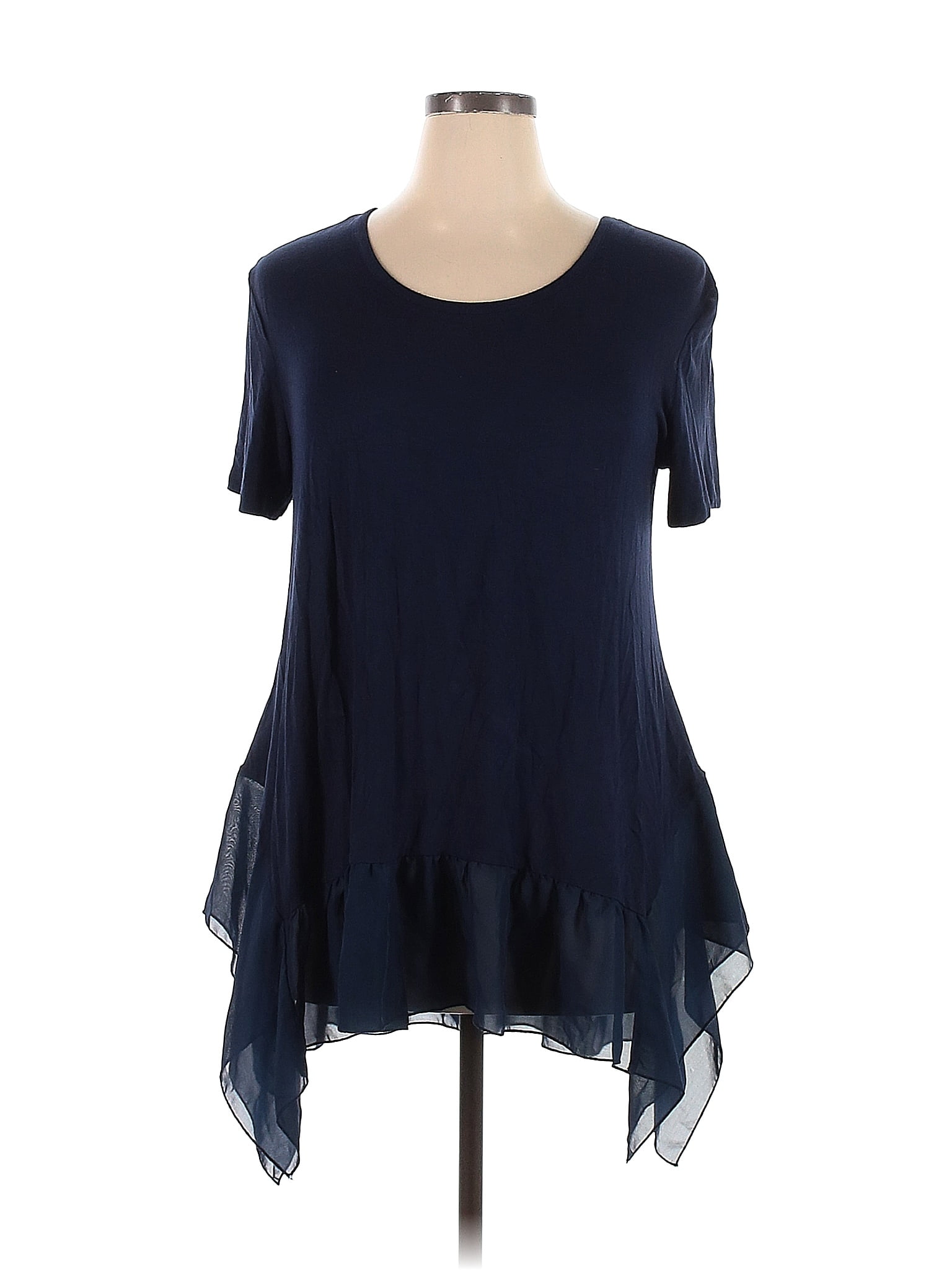 Kim And Cami Solid Navy Blue Short Sleeve Top Size Xl 36 Off Thredup