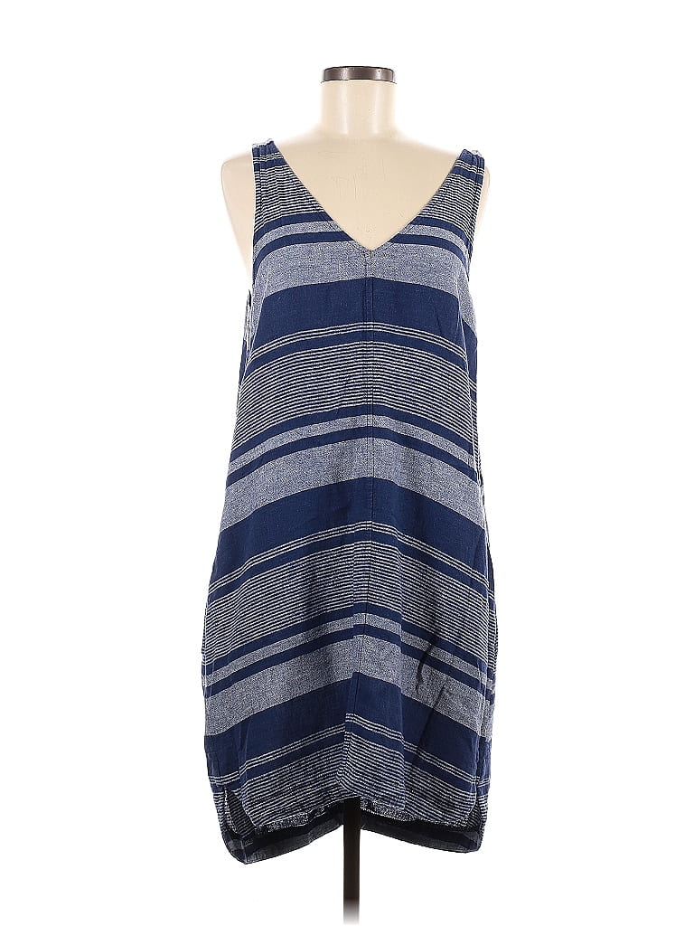 Ann Taylor Loft Outlet Stripes Multi Color Blue Casual Dress Size M