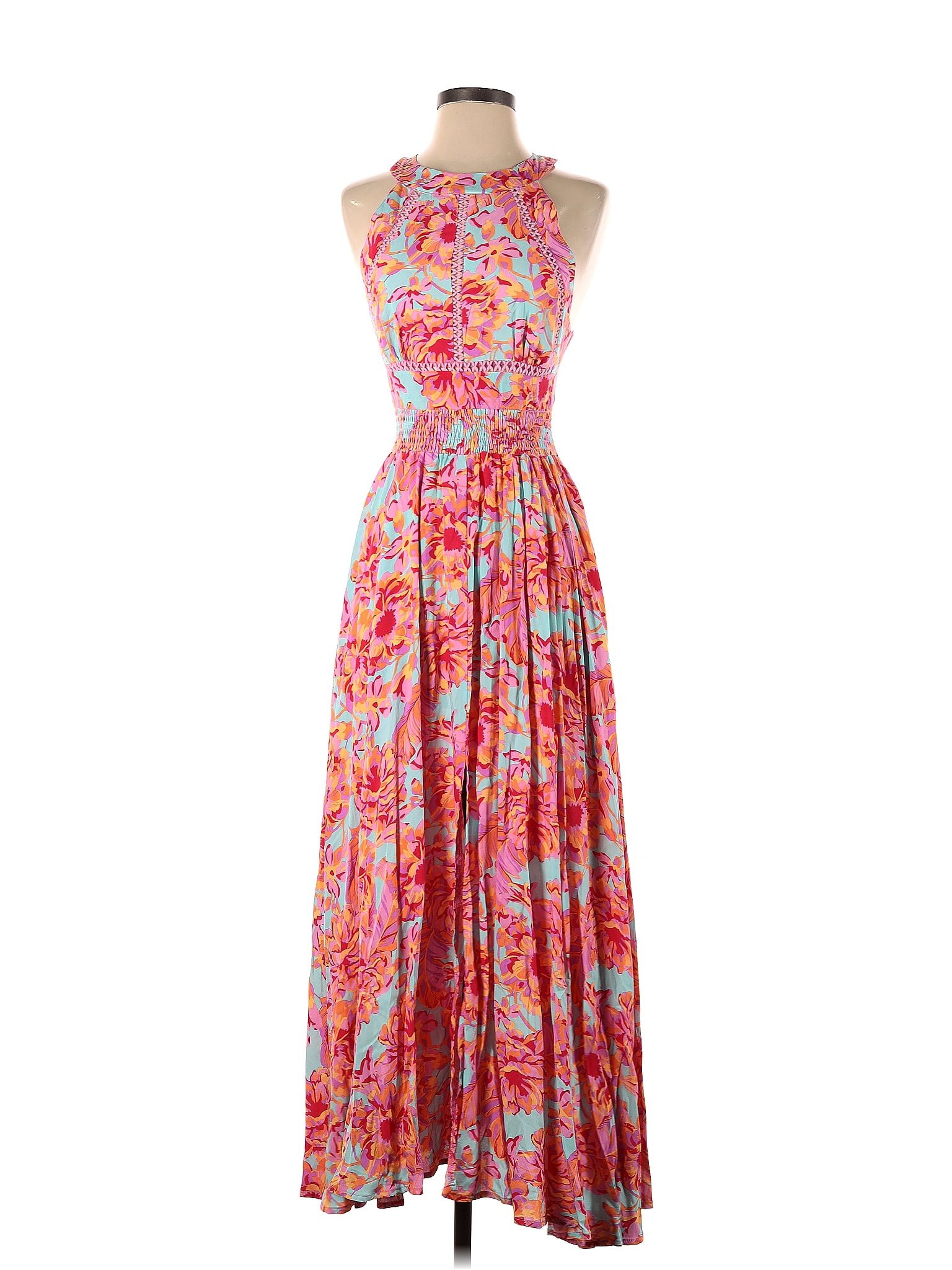 Abel the Label 100% Rayon Floral Multi Color Orange Cocktail Dress Size ...