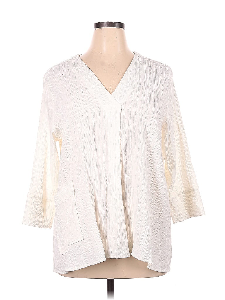 Wynne Layers Stripes White Ivory 3/4 Sleeve Blouse Size XL - 69% off ...