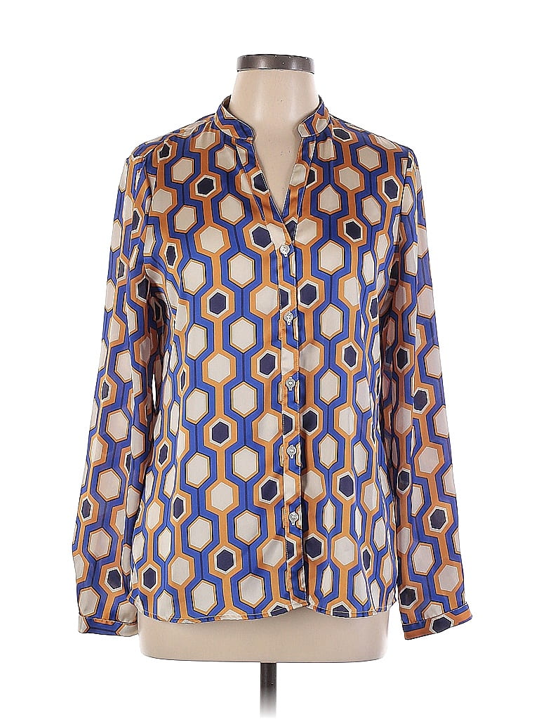 The Limited 100 Polyester Polka Dots Blue Long Sleeve ButtonDown