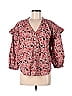 Free Assembly 100% Polyester Floral Multi Color Red 3/4 Sleeve Blouse Size M - photo 1