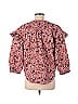 Free Assembly 100% Polyester Floral Multi Color Red 3/4 Sleeve Blouse Size M - photo 2