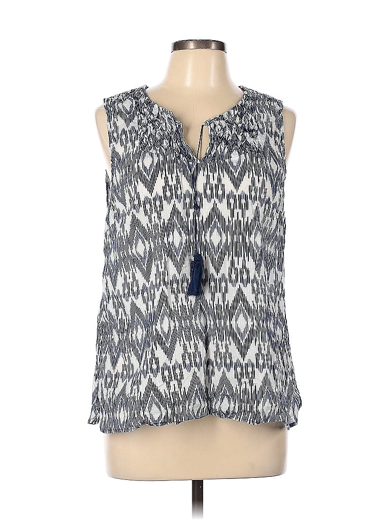 Tommy Bahama 100% Cotton Chevron-herringbone Chevron Blue Sleeveless ...