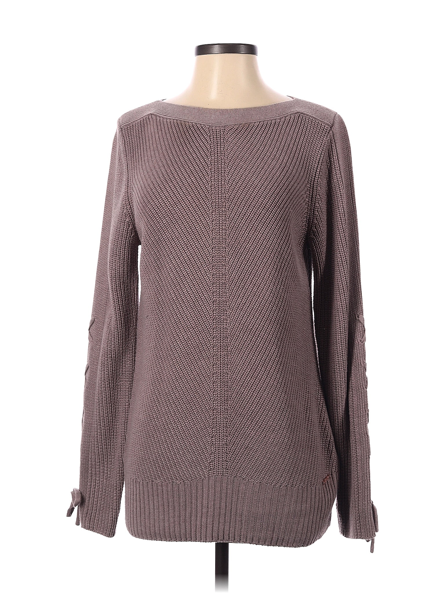 Ivanka Trump 100 Acrylic Color Block Solid Gray Brown Pullover Sweater