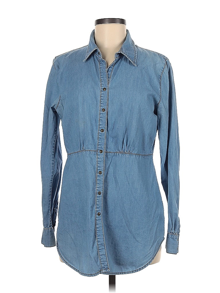 CAbi 100% Cotton Blue Long Sleeve Button-Down Shirt Size M - 65% off ...