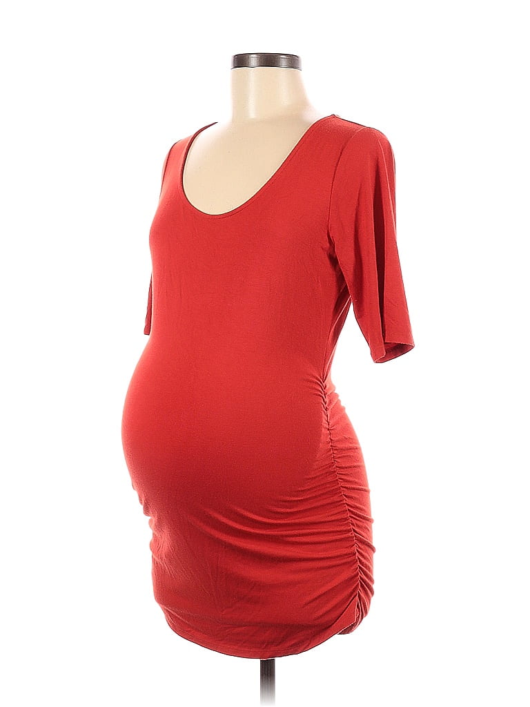 A Pea in the Pod Solid Red Short Sleeve T-Shirt Size M (Maternity) - photo 1