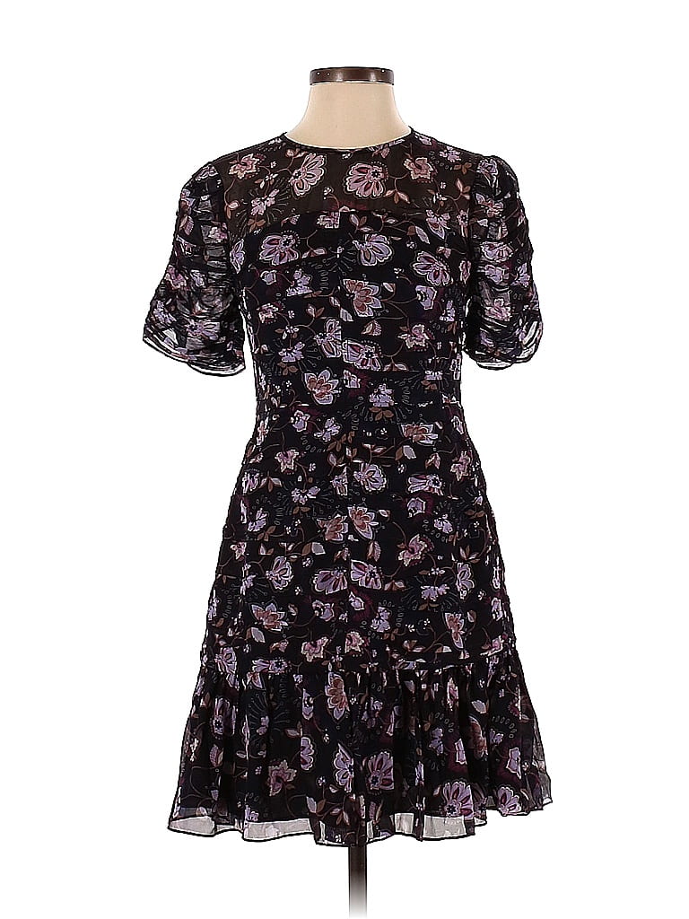 Shoshanna 100% Silk Floral Multi Color Black Casual Dress Size 2 - photo 1