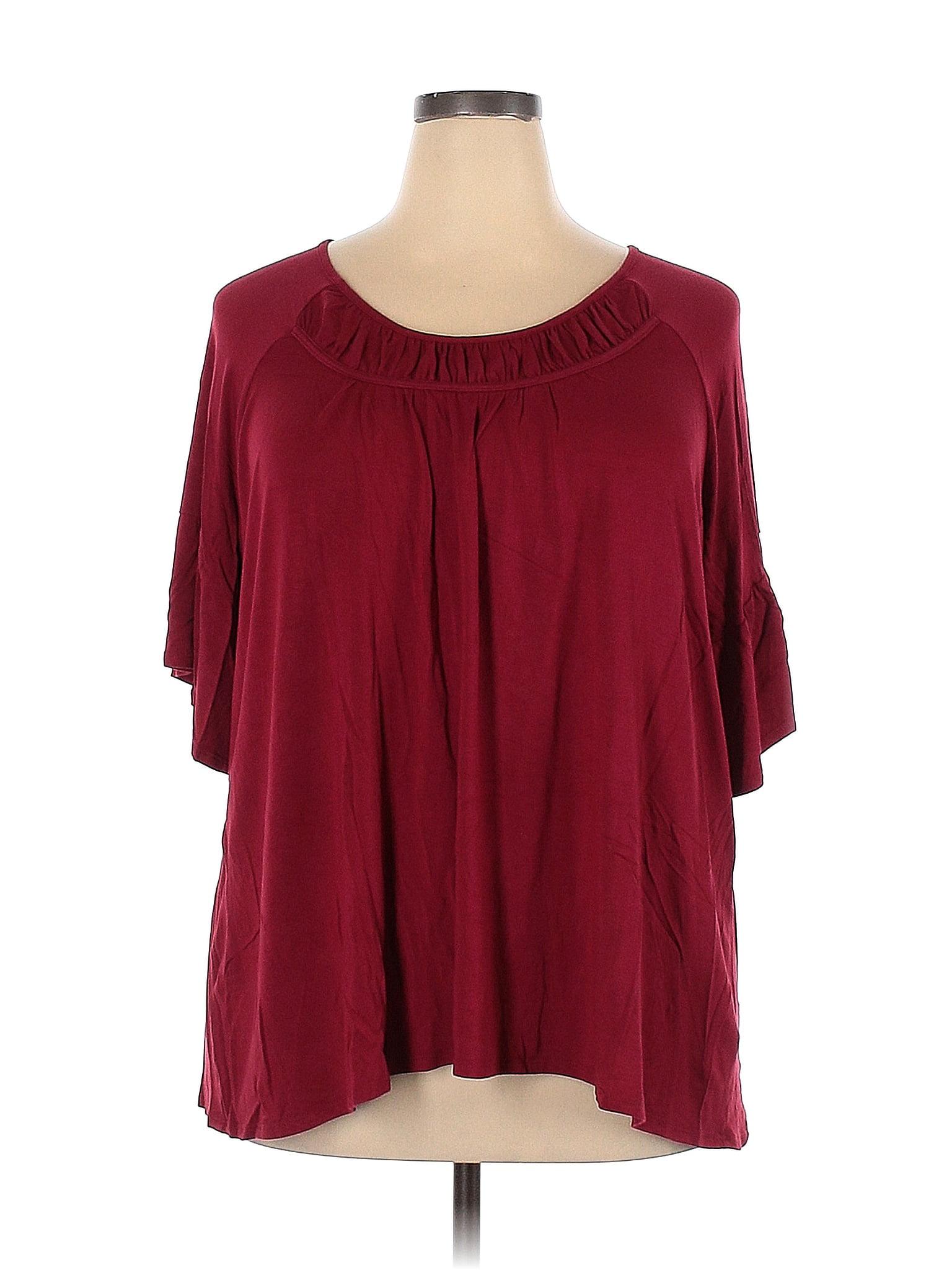 Avenue Maroon Burgundy Short Sleeve Top Size 22 - 24 Plus (Plus) - 56% ...